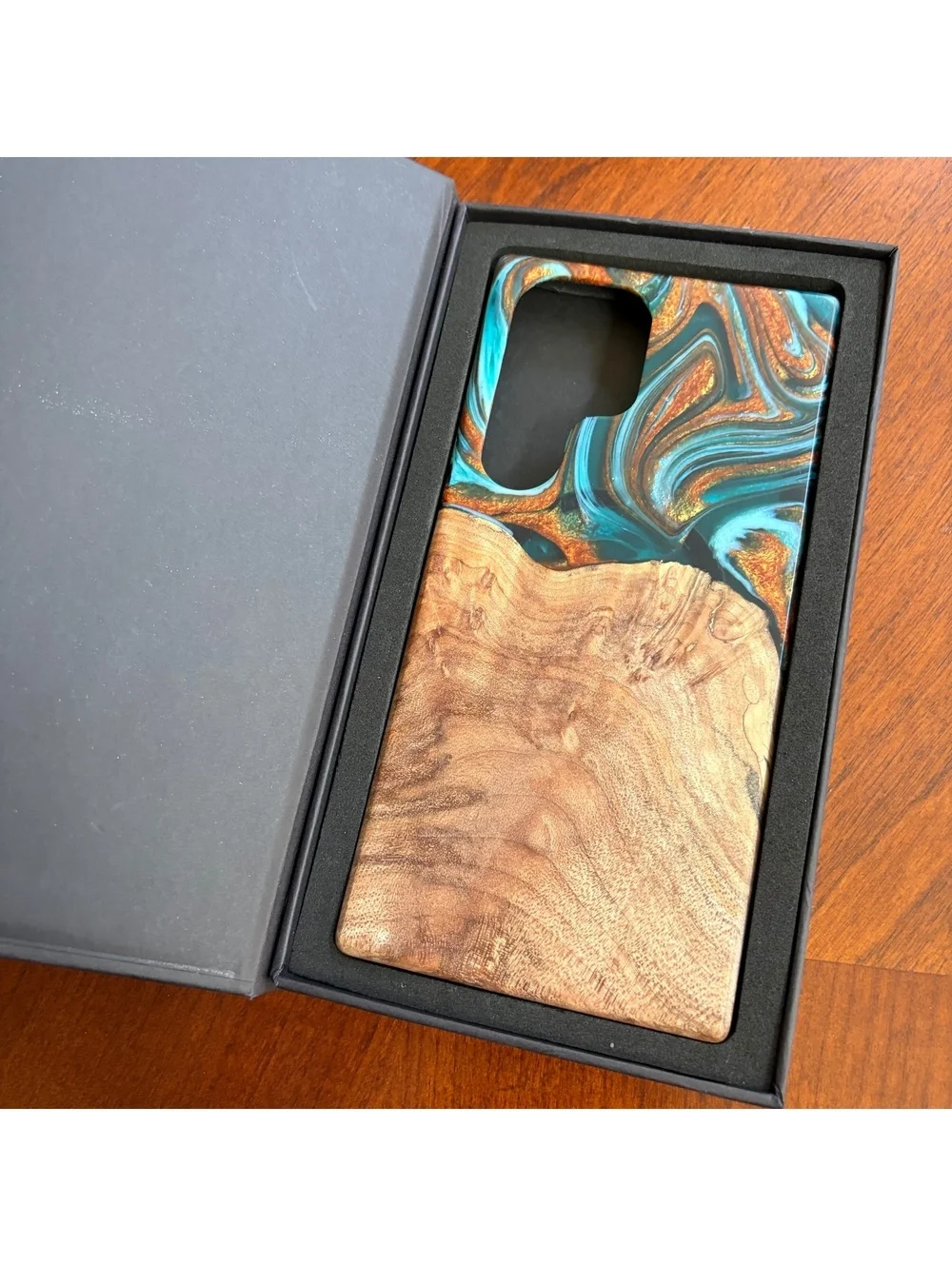 Samsung Galaxy S24 Ultra Carved Live Edge Phone Case Wood Resin One of 1